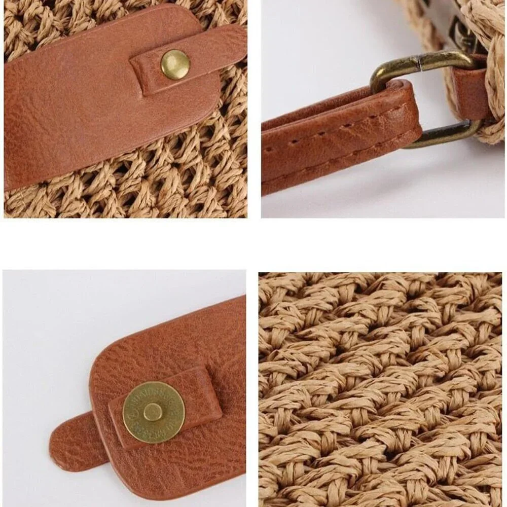 Small Straw Beach Bag Woven Purse Summer Shoulder Clutch for Women